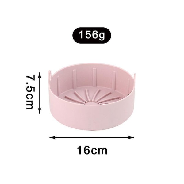 Air Fryer Silicone Bakeware Baking Tools Reusable Silicone Pot Baking Basket Pizza Plate Grill Pot Kitchen Cake Cooking Tool Pink Round 16cm