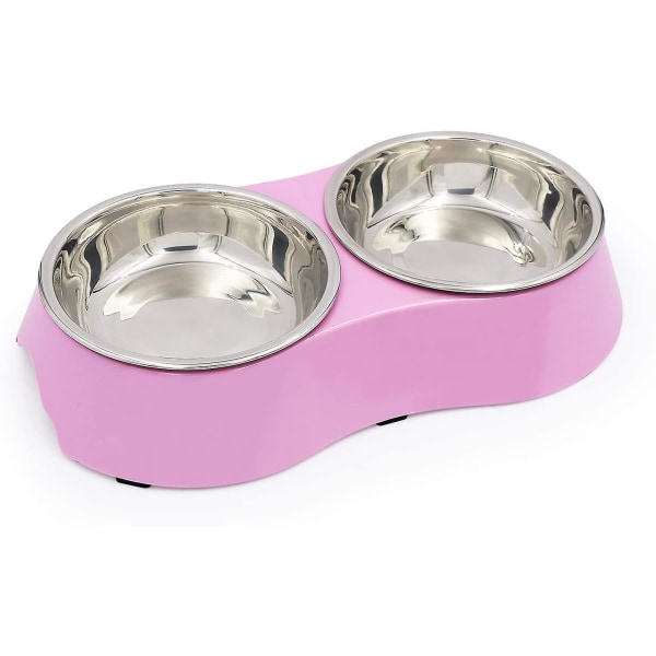 Kattskålar i rostfritt stål Mat Vatten Diskmatare Hundar Katter Husdjur 5 Uns Pink M
