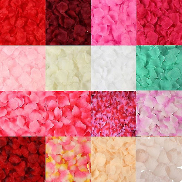 500/1000/3000 stk Fargerike kunstige roseblader Bryllup Romantisk Silke Rose Blomsterblad Bryllupsfest dekorasjonsutstyr 50% rose red 3000pcs