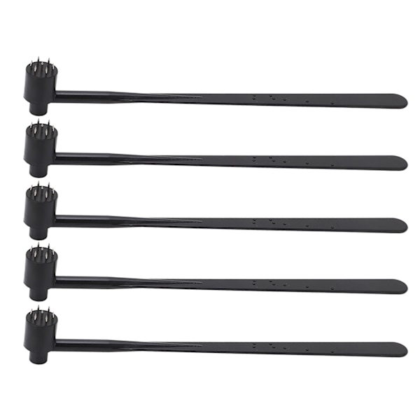 5 stk. Plum Blossom Dermal Hammer med enkelt ende, sort ABS-håndtak og rustfritt stål for industriell bruk