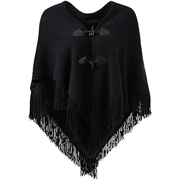 Viitta Tupsu Horn Solki Yksivärinen Epäsäännöllinen Kaksikerroksinen Tupsu Cape Huivi Dark grey 120cm