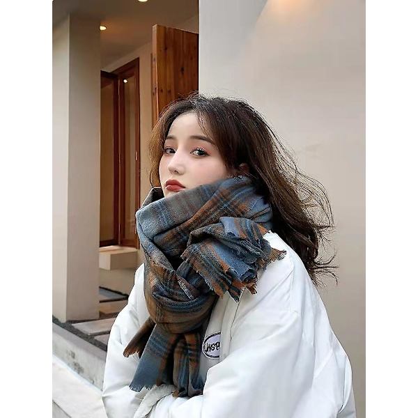 Rutig Rutig Varm Dam Filt Scarf Mysig Rutig Vinter Halsduk Wrap Sjalplädad