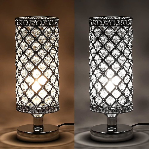 Kristalllampa, lampskärm sänglampa, Creative Fashion Crystal Silver Bordslampa, (ingen glödlampa)