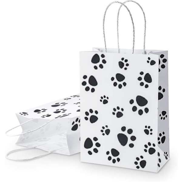 20 st Puppy Dog Paw Print presentpåsar med papperstwisthandtag, hund presentpåsar Pappers paw print godispåsar för sällskapsdjur festfavorit, 6,3 X 3,1 X