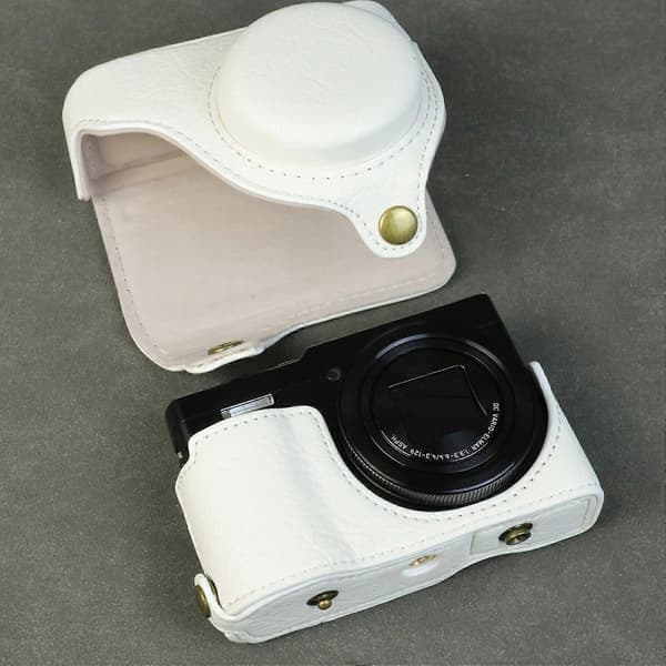【BQ】For Panasonic Lumix DMC-ZS99 DMC-TZ99 Camera Bag Buffalo Texture PU Leather Protective Case with S White White White