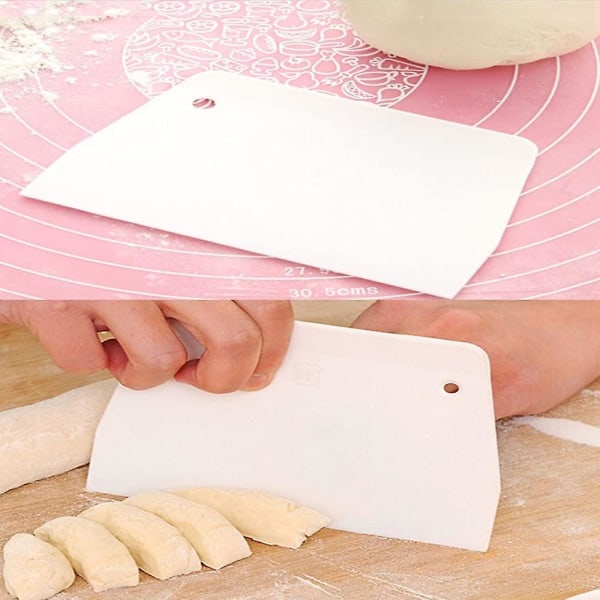 2pcs Dough Scraper, Pizza Scraper, Cake Smoother Tool, Plastic Dough Cutter, for Kitchen, Pastry, Pizza, Bread, Cake