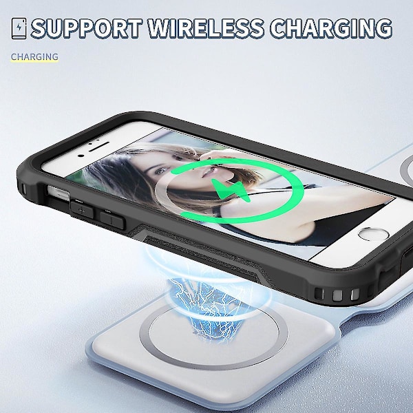 Stöd Trådlöst case för Iphone 6/7/8 Se2 Se3, Kameraskydd, Fyrhörnsskydd, Knappskydd