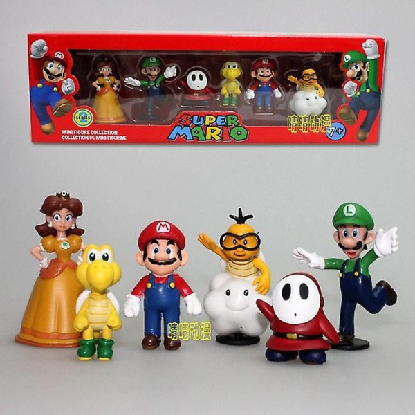 Super Mario Bros. Pvc-figur, 6 stycken/sats, 3-7 cm, actionleksak