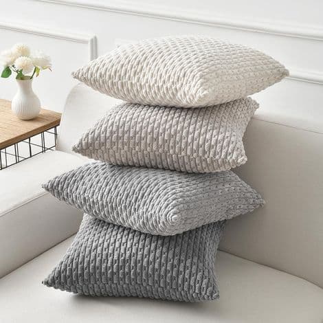 40x40 Grått Putetrekk, Sofaputer, Sett med 4 Stueputer for Hjemmeinnredning, Putetrekk