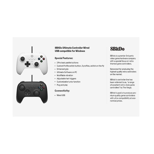 Ultimate Game Controller Wired USB Game Console för Windows PC Ns Switch Gamepad(b) Black