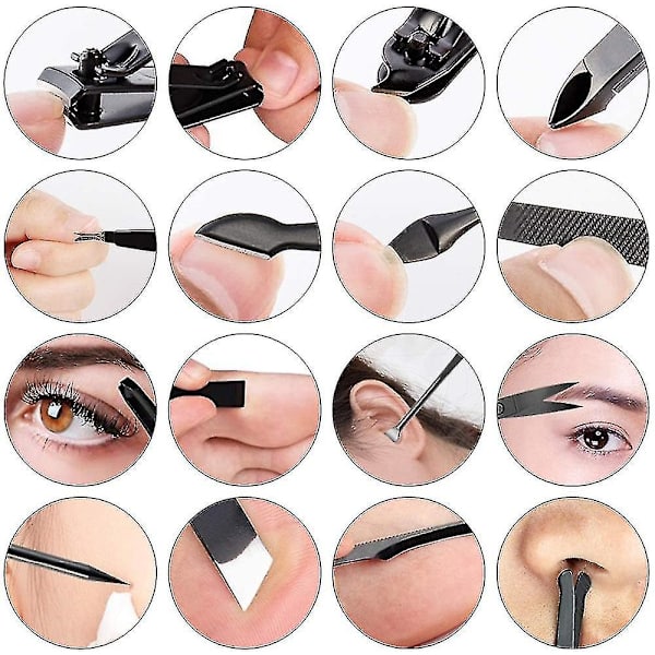 16 i 1 Nagelklippare Professionell sax i rostfritt stål Trimsats Konst Nagelband Utility Tools Nagelklippare Set