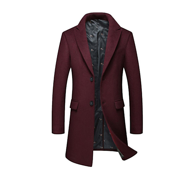 Herrrockar Herrar Peacoat Ullkappor Vinter Elegant Jacka Varm Casual Överrock Red L