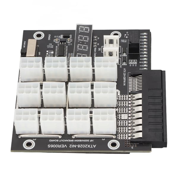 12 Ports 6-bens LED Spændingsdisplay Mining GPU Breakout Board