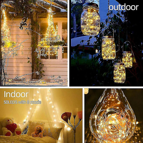2 kpl 16 jalkaa 50 Led Fairy Lights -akkukäyttöinen