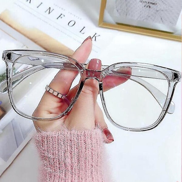 Blåt lysblokerende briller Søde Anti Eye Strain Fashion Frame Briller til læsning Play Computer Transparent White