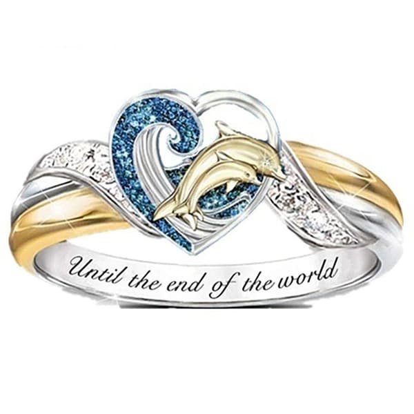 Dolphin Ring - Til verdens ende - Inlagt ring, smykkegave til morsdag
