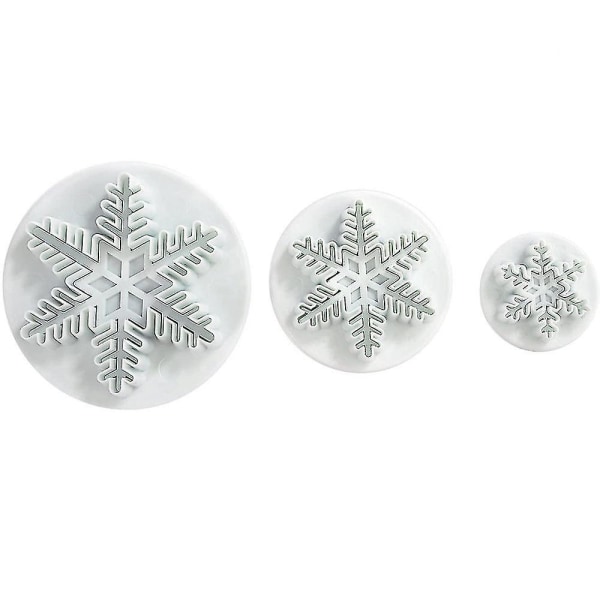 3 st Snowflake Cookie Cutters Dekorera Fondant Präglingsverktyg S