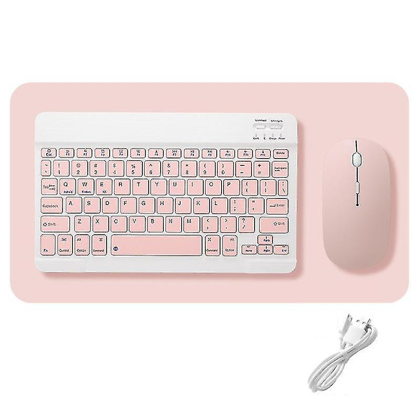Protable trådlöst Bluetooth tangentbord och mus Combo Uppladdningsbar sladdlös 10 tum Pink