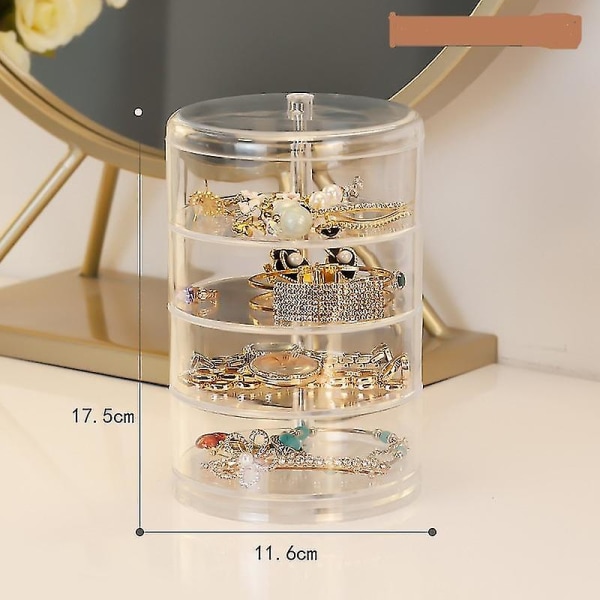 Smycken Organizer Box Örhänge Hållare Smycken Förvaring 4-lagers Roterbar Smycke Box Transparent