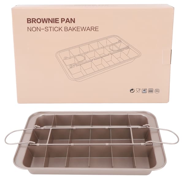 Browniebageplade i rustfrit stål, non-stick, firkantet cupcakeform, fortykket solid bund