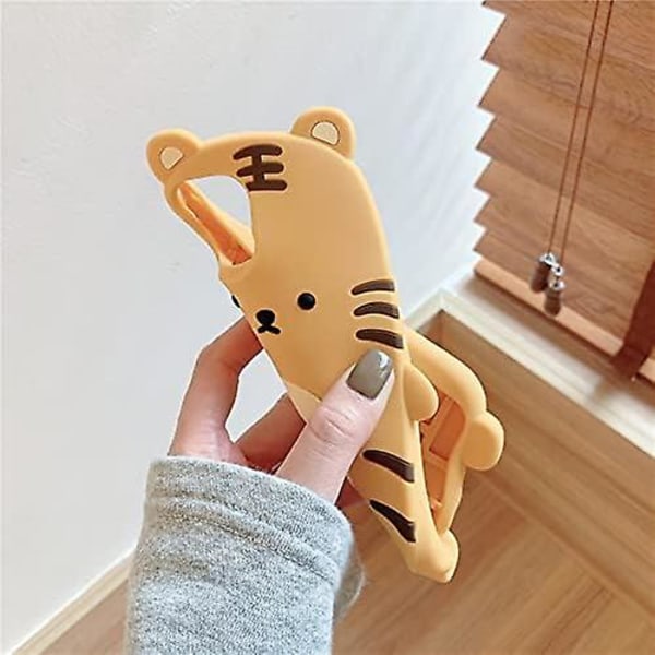 Supertykk myk silikon tigerfodral for Apple Iphone 13 Pro 3d tegnet Ljusgul Söt Roligt Söt Kawaii Barn Flickor Pojkar