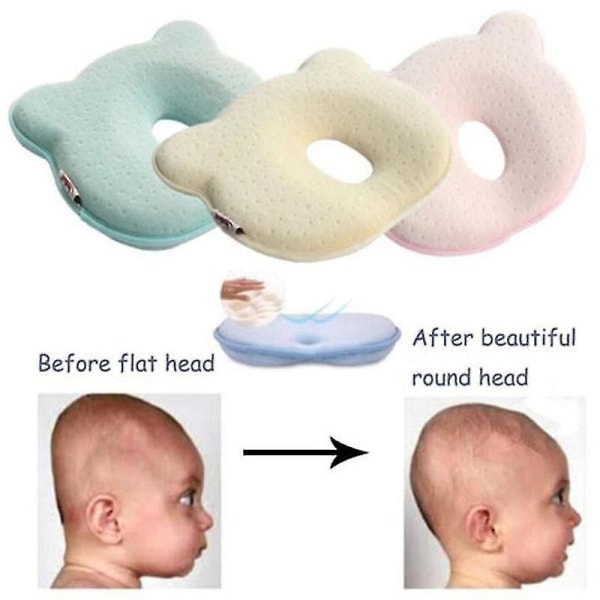 Baby Memory Foam Nyfödd baby Andas formande kuddar för att förhindra platt huvud Ergonomisk Green