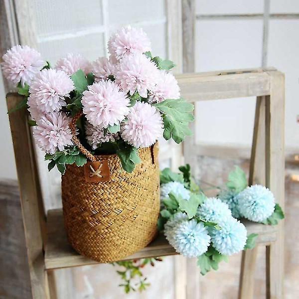 6 st dubbelhövdade maskrossimuleringsblommor konstgjord siden falska blommor för bröllopsfestivaldekoration White