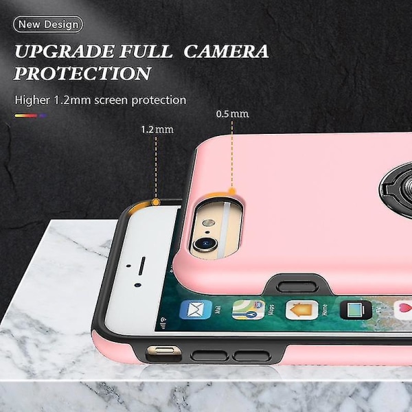 Magnetisk ring Kickstand Stötsäkert phone case för Iphone 6 Plus (svart) Rose Gold