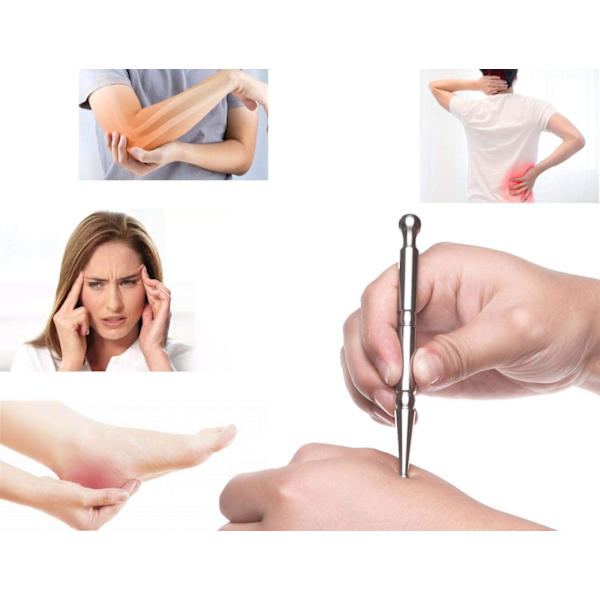 Den nya Rostfritt stål Manuell Akupunktur Penna Deep Tissue Massage Tool Trigger Point Massage Lindring Smärtterapi Verktyg