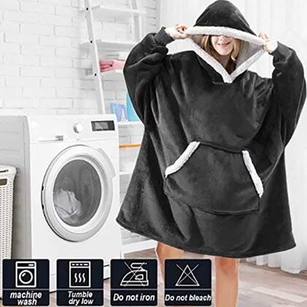 Oversized hoodie filt Bärbar lamm sammet Lazy filt