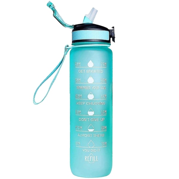 1000 ml Gratis Motiverande Med Time Marker Fitness Jugs Gradient Color Cups Frostad vattenflaska utomhus Style 11