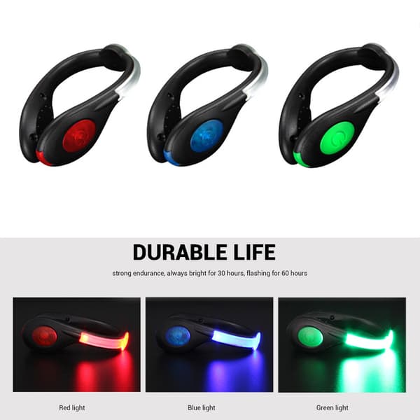 LED Skoklipslys USB Oppladbare sikkerhetslys for løping jogging gåing sykling 2 stk