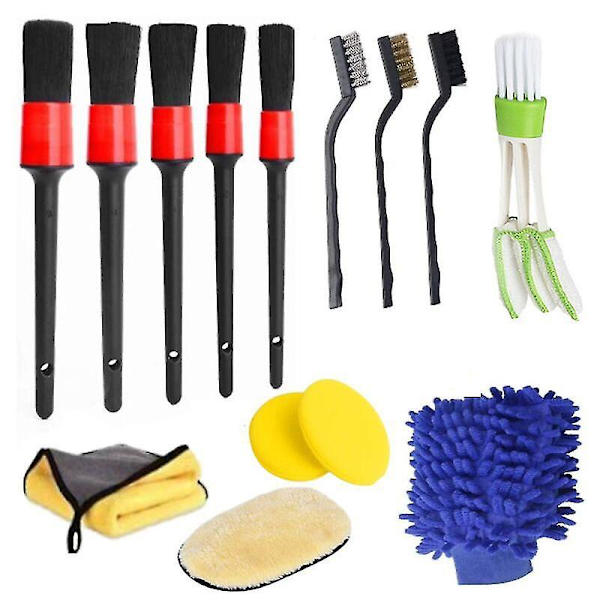 14st set Power Scrubber borrborstar Bildetaljborste för luftventiler för glasdäckfälgrengöring 14pcs