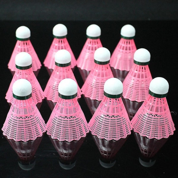6 stk Nylon plast badminton Praktiske fjerballer Sportsutstyr Treningstilbehør for innendørs utendørs lekeskoleaktiviteter (rosa)