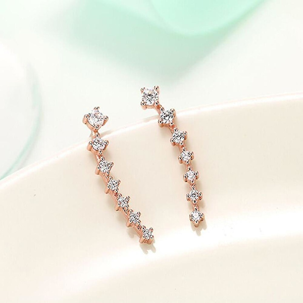 1 par øreringe med 14k forgyldt Sterling Sølv Post Crawler Rose Gold
