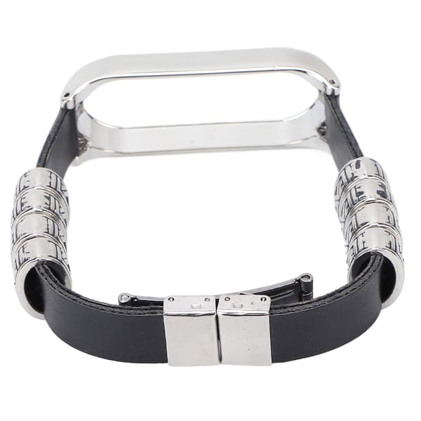 Retro Læder Armbånd til Xiaomi Mi Band 5/6 NFC Mode Retro Læder Urrem Sort Sølv