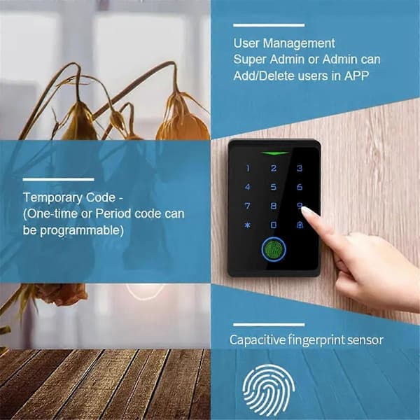 【BQ】Tuya APP Door Lock IP66 Waterproof Keyless Biometric WIFI Access Control Standalone Keypad Fingerprint RFID Black