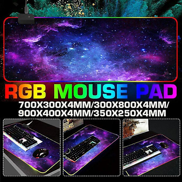 Stora 14 färgglada LED-belysning Rgb Gaming Mouse Pad Mat Anti
