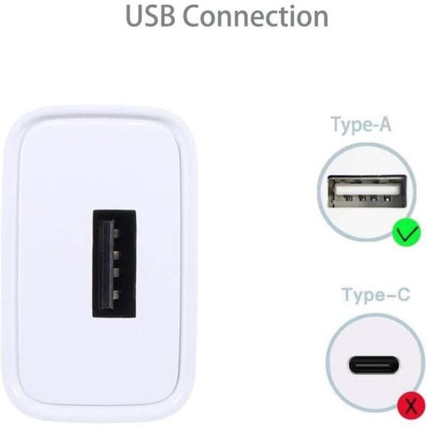 USB-oplader med strømadapter - 2-pak - 5V/1A - Kompatibel med telefoner, e-læsere, hovedtelefoner, ure