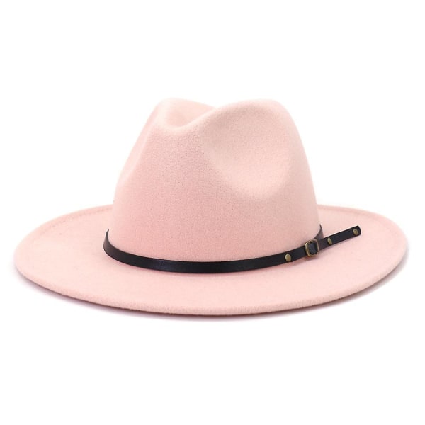 Naisten tai miesten villainen huopa Fedora-hattu Leather Pink