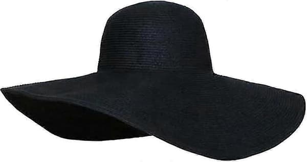 Damehatt med bred brem, sammenleggbar og rullbar stråhatt, Upf 50, sommerhatt Black 23