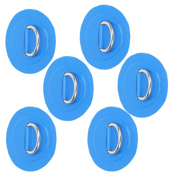 6 stk. PVC Oppblåsbar Båt D Ring Pad Patch Slitesterk Rustfritt Stål Fast Spenne Blå
