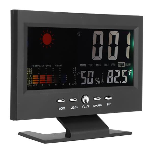 Multifunktionell Digital Termometer Hygrometer Bordsklocka Kalender Temperatur Luftfuktighetsmätare