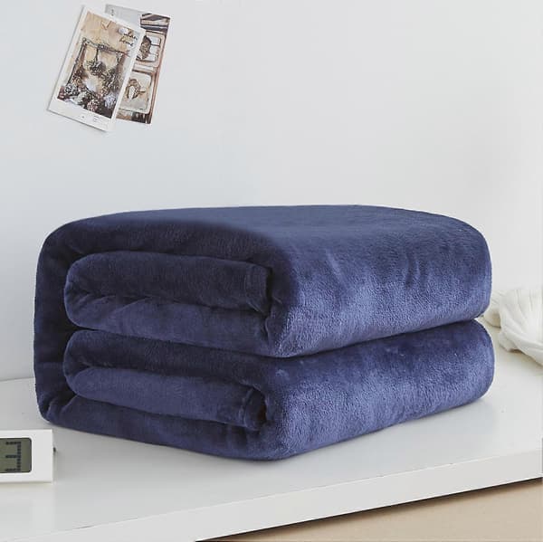 Stor Supermyk og Fluffy Flanellfleece Teppe -Mørkeblå- 100 x 150 cm