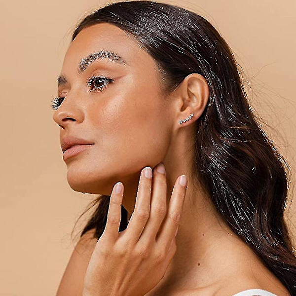 1 par øreringe med 14k forgyldt Sterling Sølv Post Crawler Rose Gold
