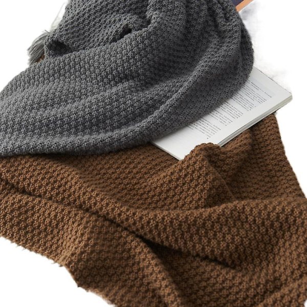 Nordic Tassel Strikket Kugletæppe Uldtæppe Kontor Aircondition Frokostpause Tæppe Sjal Tæppe Sofa Fritid Tæppe Tæppe beige 150*200cm