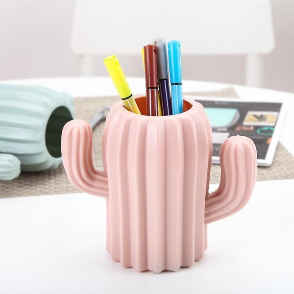 Cactus Pen Holder Opbevaringsboks Skrivebordsartikler Multifunktionel Pe Pen Holder Pink