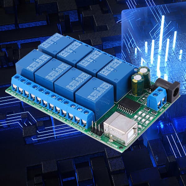 UD23A08 USB Relæmodul Multifunktion 8 Kanal UART Seriel Port Motor Computer Kontrolmodul (DC5V)