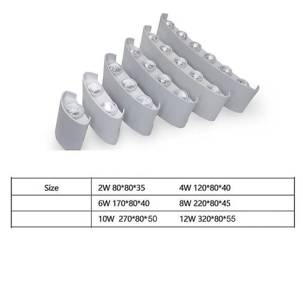 Ip65 Led Vägglampa Utomhus Vattentät Trädgårdsbelysning Aluminium Ac86-265 Inomhus Sovrum Vardagsrum Trappor Vägglampa 8W White