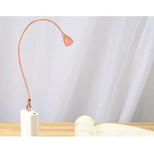 LED USB bordslampa Flexibel svanhals för Powerbank, PC Notebook Rose Gold